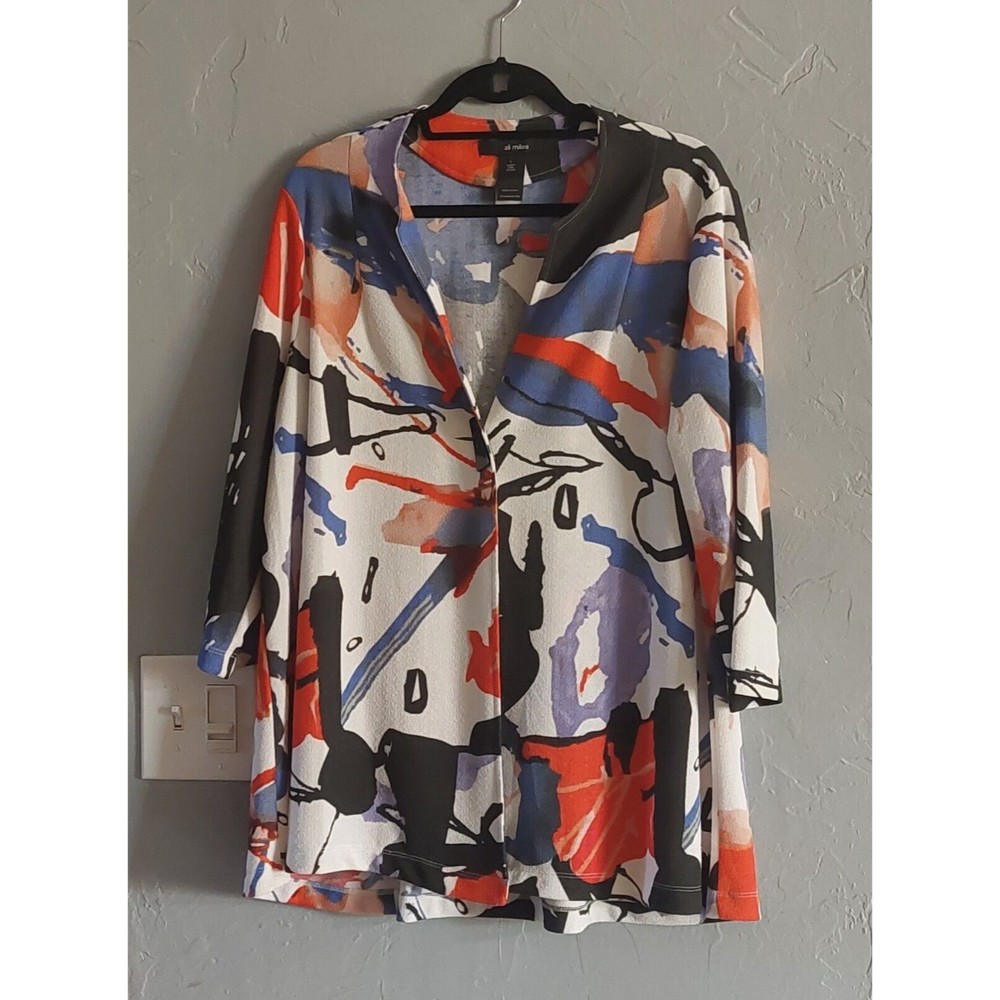 Ali Miles Cardigan, Sweater, Colorful, With One Button Front,,3/4 Sleeve,...